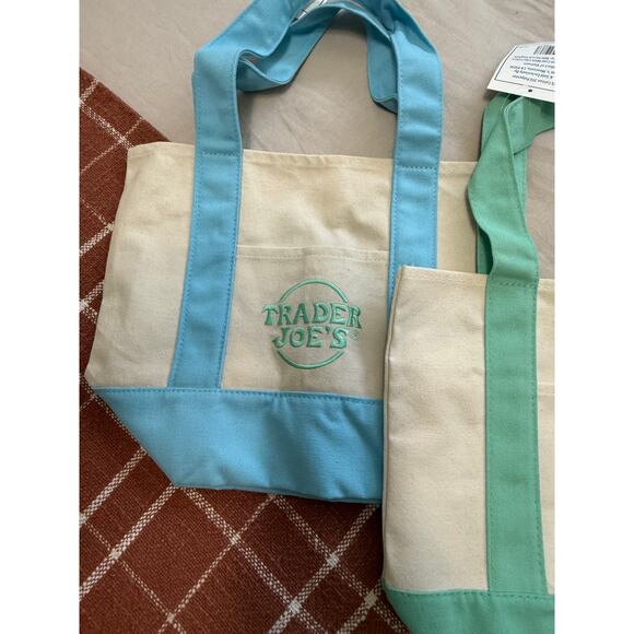 Complete Set of 4 Trader Joe's Pastel Canvas Mini Totes – NWT - Picture 5 of 7